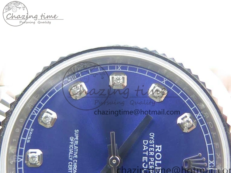 0406 Sporty DateJust 126334 SS Noob 1:1 904L Best Edition Blue Dial Diamond on Oyster Bracelet A 3164